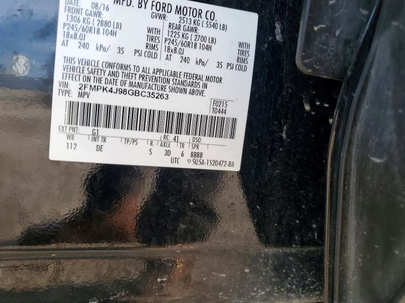 Photo 14 from auction – 2016 FORD EDGE with VIN 2FMPK4J98GBC35263