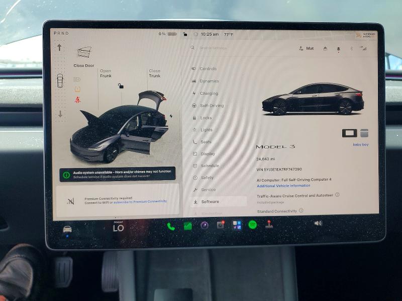 Photo 9 from auction – 2024 TESLA MODEL 3 with VIN 5YJ3E1EA7RF747390
