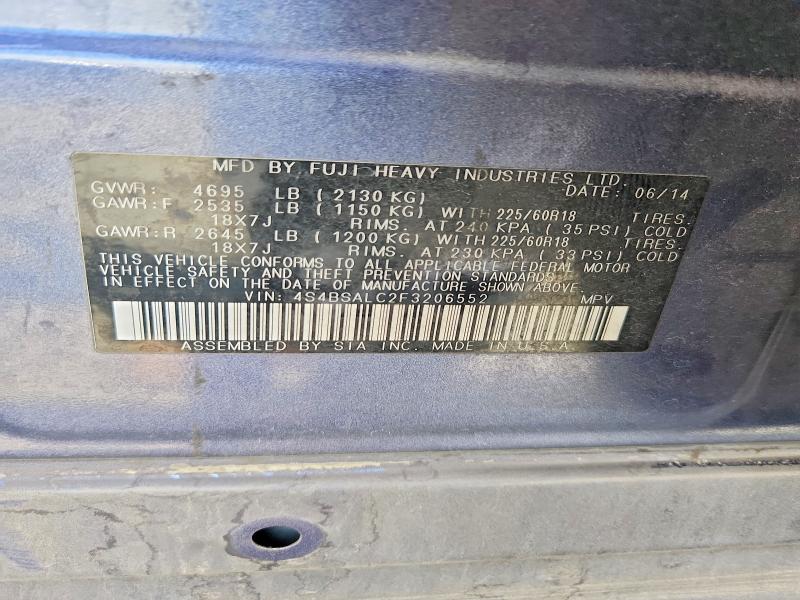 Foto 14 de la subasta – 2015 SUBARU OUTBACK con VIN 4S4BSALC2F3206552