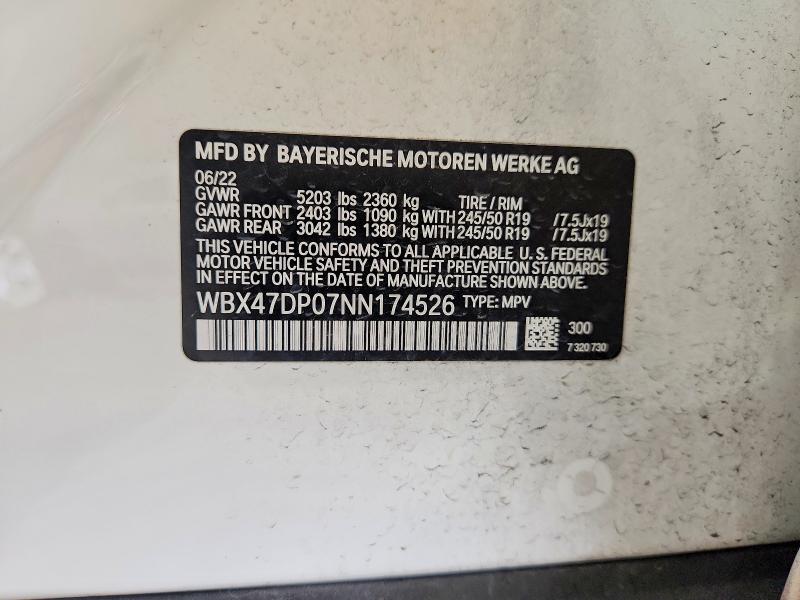 Photo 14 from auction – 2022 BMW X3 with VIN WBX47DP07NN174526