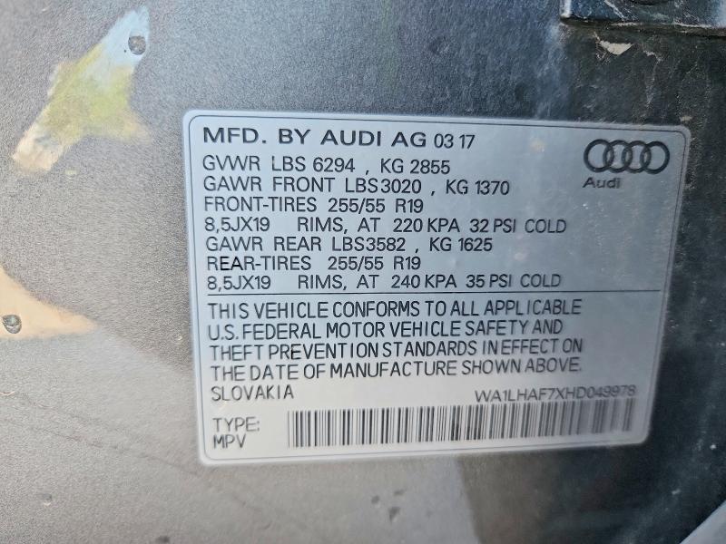 Photo 14 from auction – 2017 AUDI Q7 with VIN WA1LHAF7XHD049978