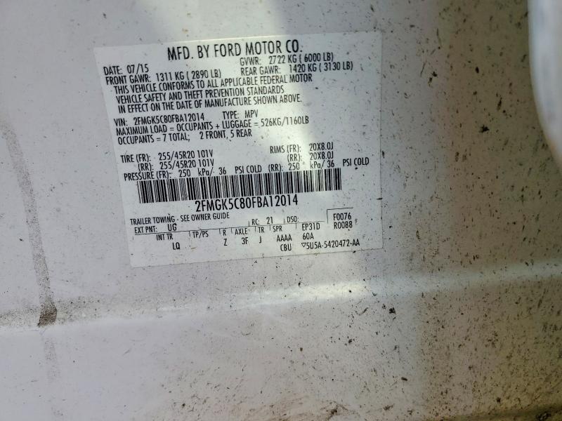 Photo 14 from auction – 2015 FORD FLEX with VIN 2FMGK5C80FBA12014