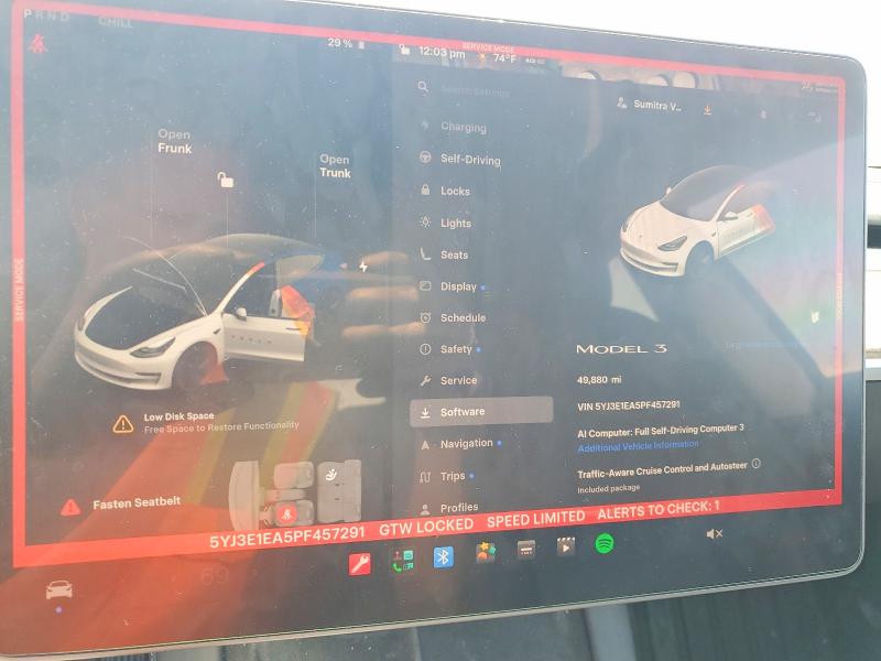 Photo 9 from auction – 2023 TESLA MODEL 3 with VIN 5YJ3E1EA5PF457291