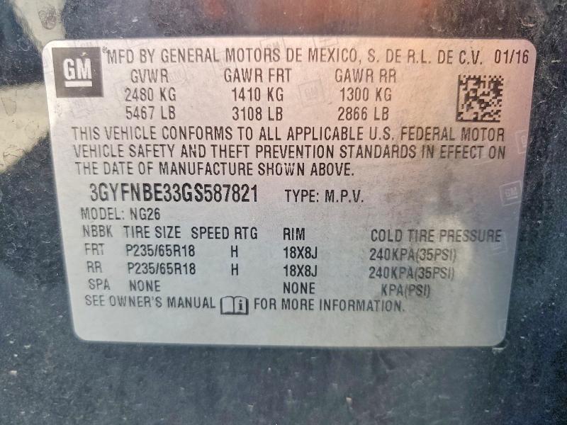 Photo 14 from auction – 2016 CADILLAC SRX with VIN 3GYFNBE33GS587821