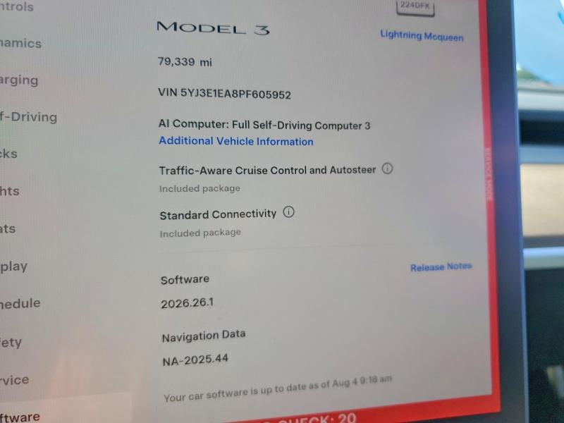 Photo 9 from auction – 2023 TESLA MODEL 3 with VIN 5YJ3E1EA8PF605952