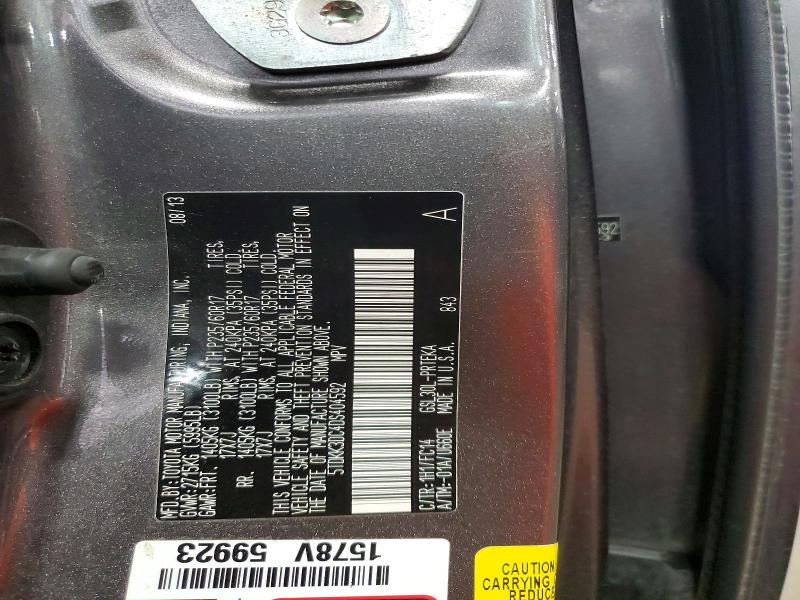 Photo 14 from auction – 2013 TOYOTA SIENNA with VIN 5TDKK3DC4DS404592