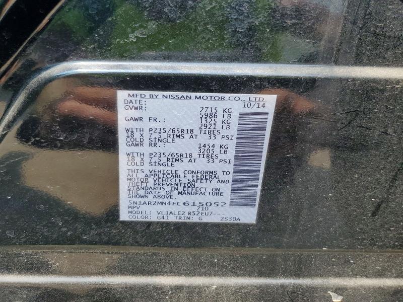 Photo 14 from auction – 2015 NISSAN PATHFINDER with VIN 5N1AR2MN4FC615052