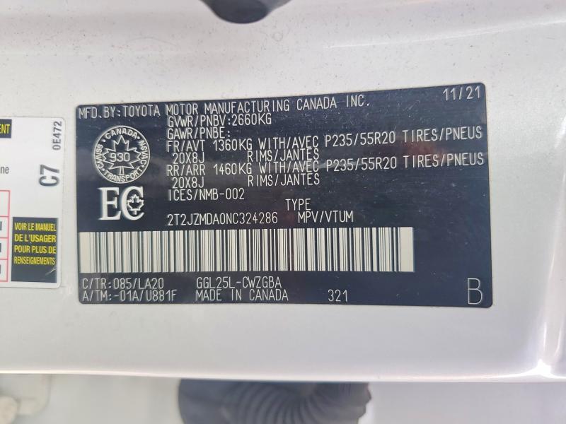Photo 14 from auction – 2022 LEXUS RX with VIN 2T2JZMDA0NC324286