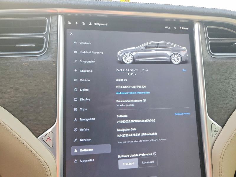 Foto 9 de la subasta – 2014 TESLA MODEL S con VIN 5YJSA1H1XEFP28426