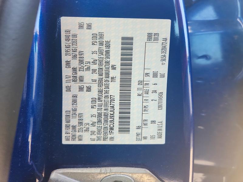 Photo 14 from auction – 2018 FORD ESCAPE with VIN 1FMCU9J9XJUA77077