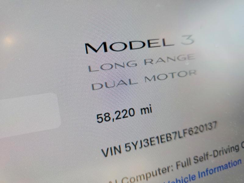Photo 9 from auction – 2020 TESLA MODEL 3 with VIN 5YJ3E1EB7LF620137