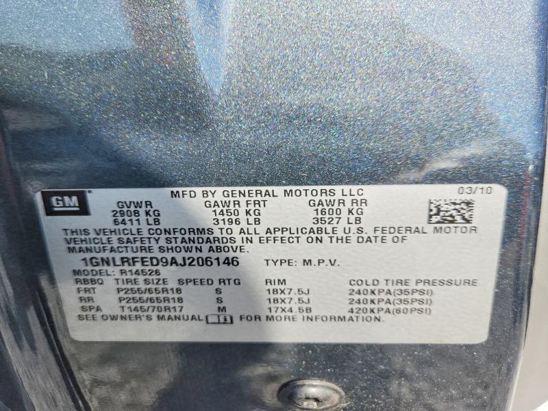 Photo 14 from auction – 2010 CHEVROLET TRAVERSE with VIN 1GNLRFED9AJ206146