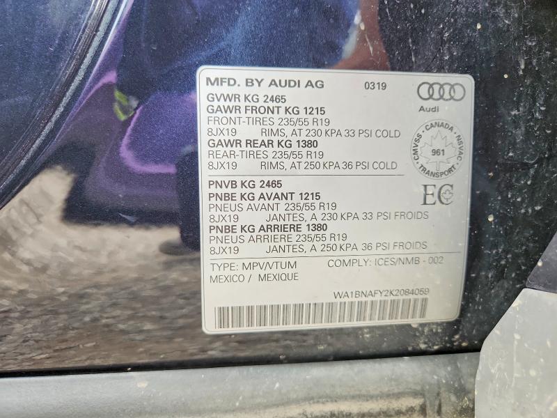 Photo 14 from auction – 2019 AUDI Q5 with VIN WA1BNAFY2K2084059