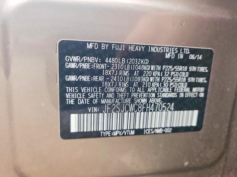 Photo 14 from auction – 2015 SUBARU FORESTER with VIN JF2SJCWC8FH470524