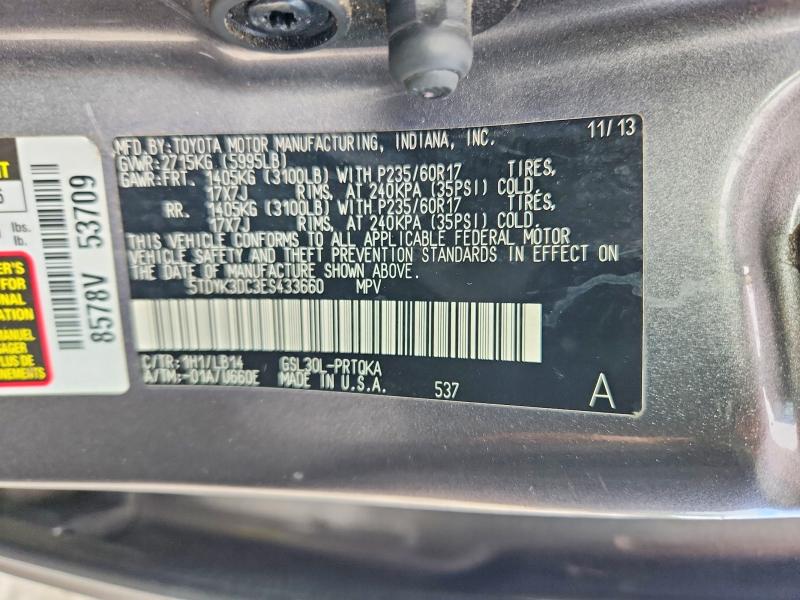 Photo 14 from auction – 2014 TOYOTA SIENNA with VIN 5TDYK3DC3ES433660