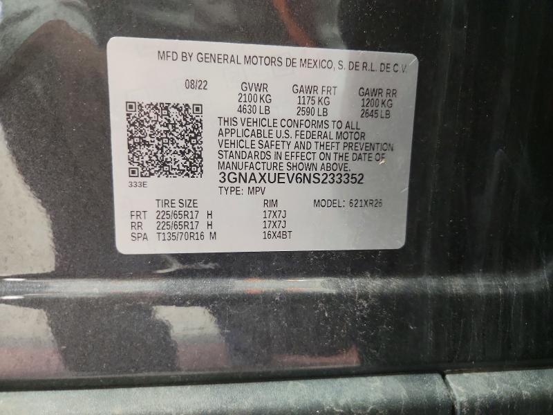 Photo 14 from auction – 2022 CHEVROLET EQUINOX with VIN 3GNAXUEV6NS233352