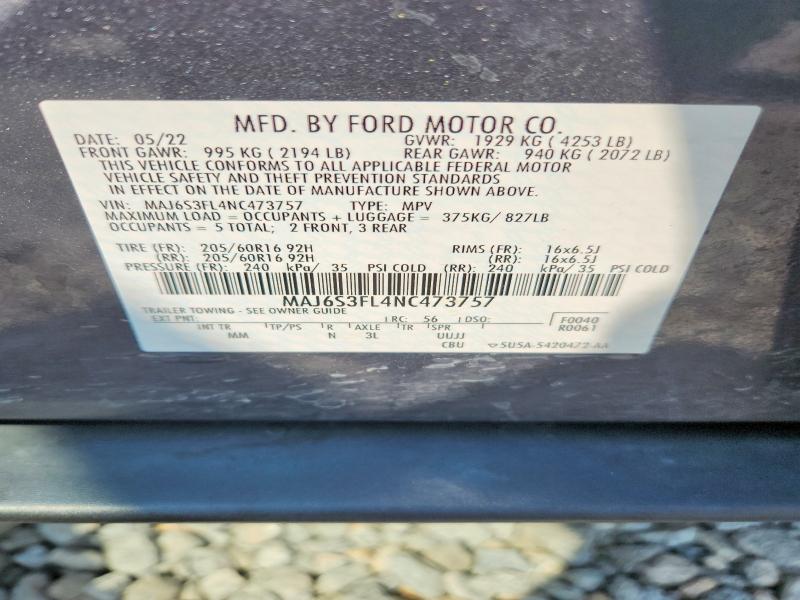 Photo 14 from auction – 2022 FORD ECOSPORT with VIN MAJ6S3FL4NC473757
