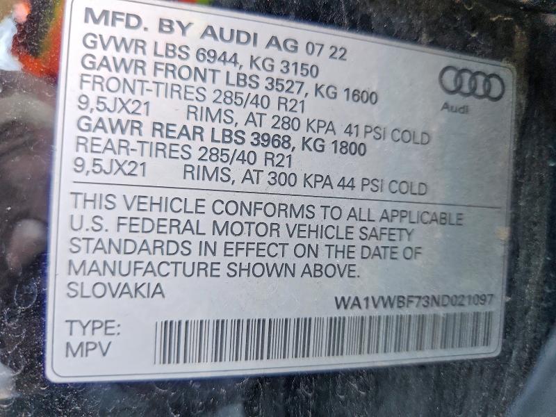 صورة رقم 14 من المزاد - 2022 AUDI SQ7 مع VIN WA1VWBF73ND021097