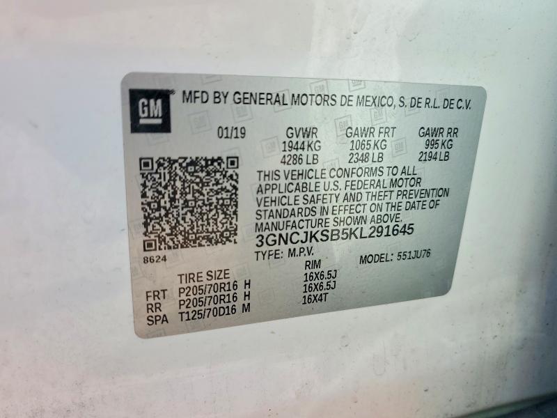 Photo 14 from auction – 2019 CHEVROLET TRAX with VIN 3GNCJKSB5KL291645