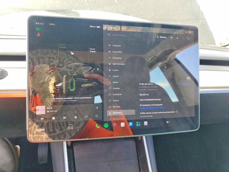 Photo 9 from auction – 2019 TESLA MODEL 3 with VIN 5YJ3E1EB9KF193493