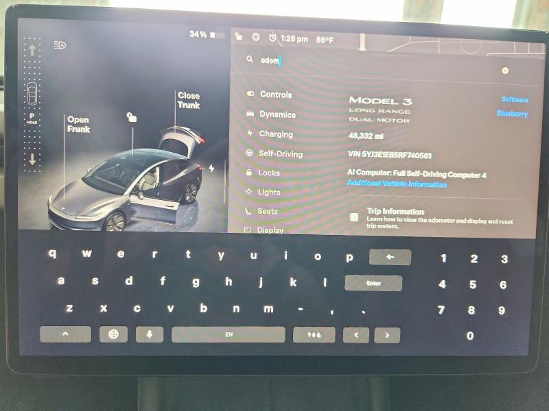 Photo 9 from auction – 2024 TESLA MODEL 3 with VIN 5YJ3E1EB5RF740561