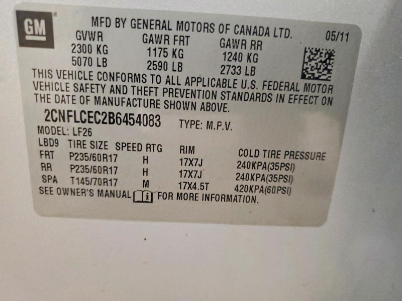 Photo 14 from auction – 2011 CHEVROLET EQUINOX with VIN 2CNFLCEC2B6454083