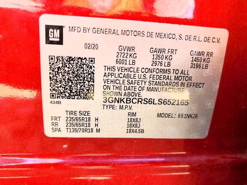 Photo 14 from auction – 2020 CHEVROLET BLAZER with VIN 3GNKBCRS6LS652165