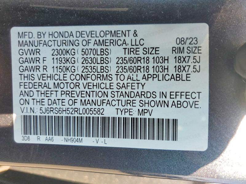 Photo 14 from auction – 2024 HONDA CR-V with VIN 5J6RS6H52RL005582