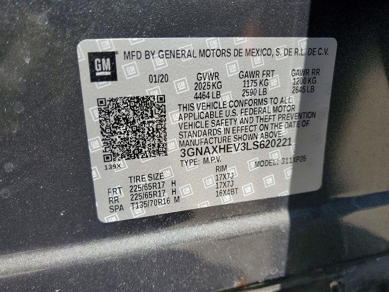 Снимка 14 от търг – 2020 CHEVROLET EQUINOX с VIN 3GNAXHEV3LS620221