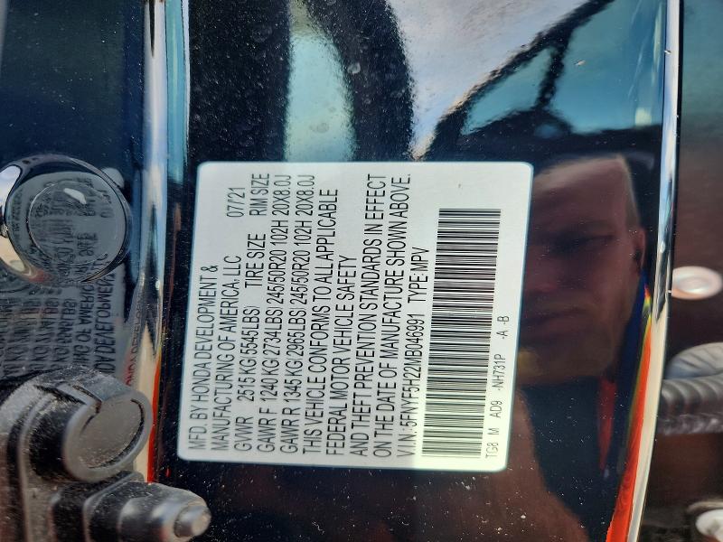 Photo 14 from auction – 2021 HONDA PILOT with VIN 5FNYF5H22MB046991