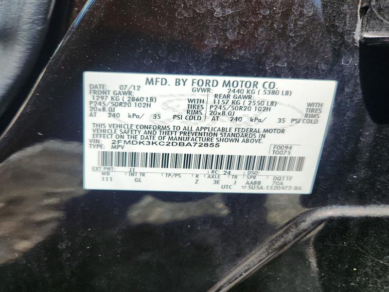 Photo 14 from auction – 2013 FORD EDGE with VIN 2FMDK3KC2DBA72855