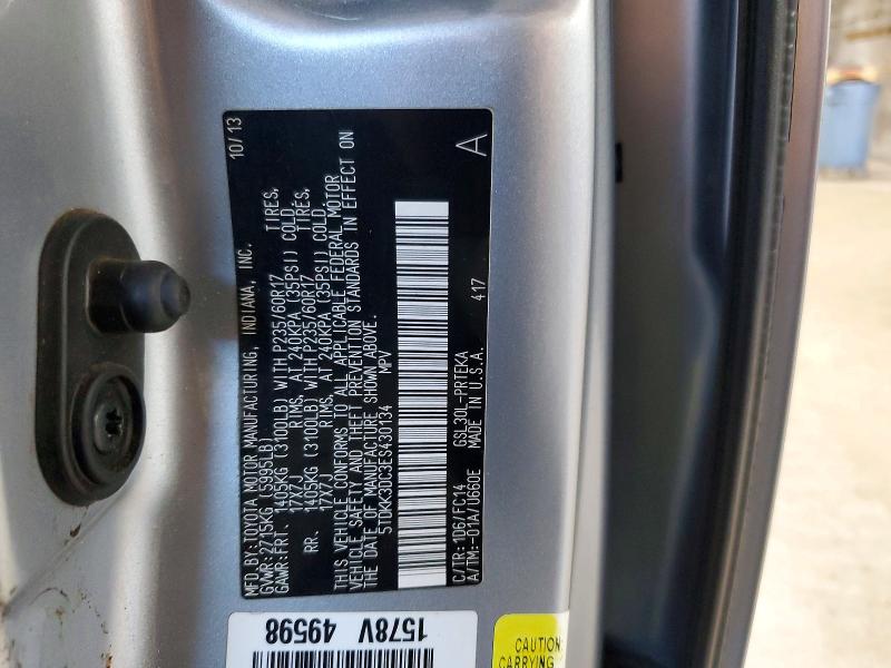 Photo 14 from auction – 2014 TOYOTA SIENNA with VIN 5TDKK3DC3ES430134