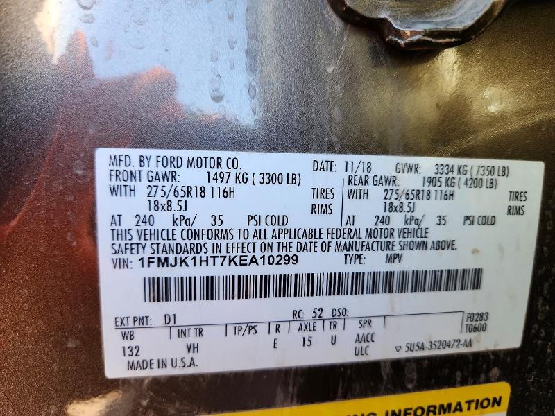 Photo 14 from auction – 2019 FORD EXPEDITION with VIN 1FMJK1HT7KEA10299