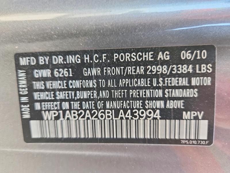Photo 14 from auction – 2011 PORSCHE CAYENNE with VIN WP1AB2A26BLA43994