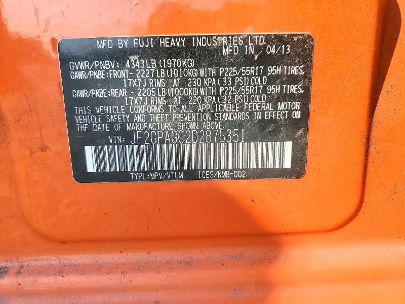 Photo 14 from auction – 2013 SUBARU XV CROSSTREK with VIN JF2GPAGC2D2875351