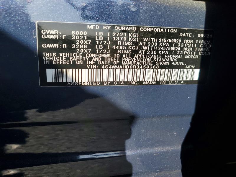 Photo 14 from auction – 2024 SUBARU ASCENT with VIN 4S4WMAHD0R3459368