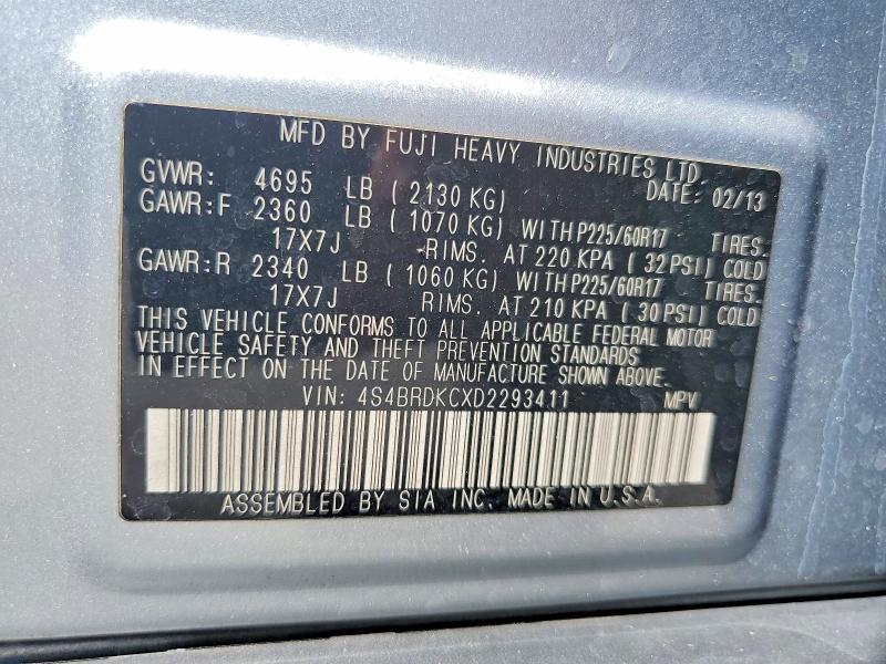 Photo 14 from auction – 2013 SUBARU OUTBACK with VIN 4S4BRDKCXD2293411