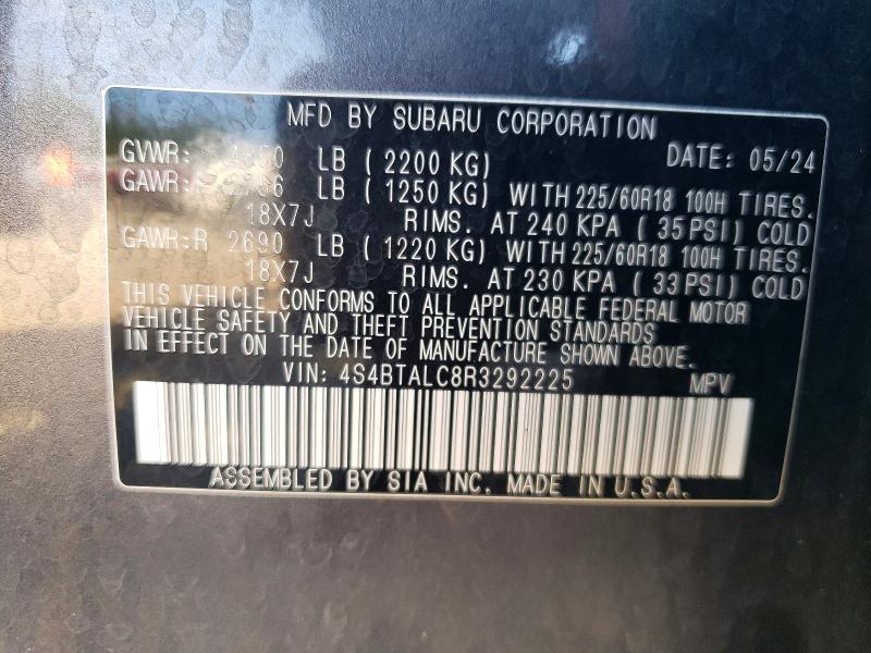 Photo 14 from auction – 2024 SUBARU OUTBACK with VIN 4S4BTALC8R3292225