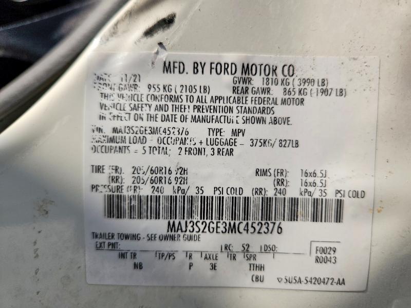 Photo 14 from auction – 2021 FORD ECOSPORT with VIN MAJ3S2GE3MC452376