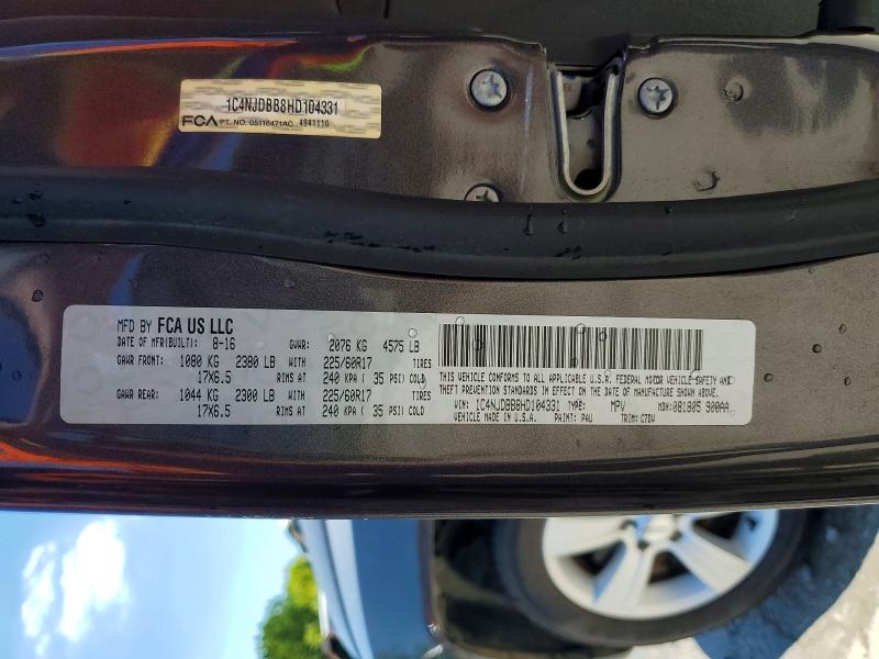 Photo 14 from auction – 2017 JEEP COMPASS with VIN 1C4NJDBB8HD104331