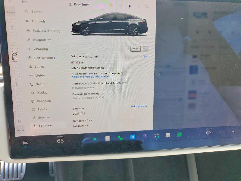 Photo 9 from auction – 2021 TESLA MODEL S with VIN 5YJSA1E5XMF451993