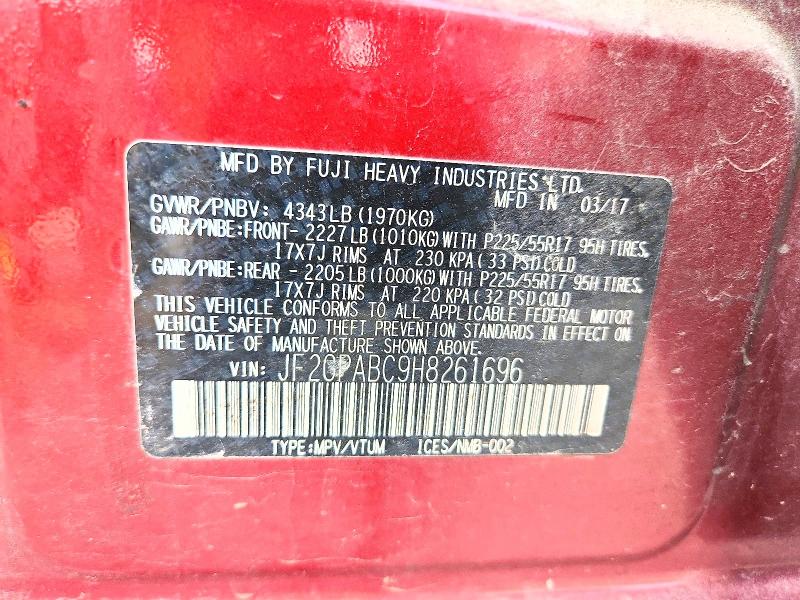 Photo 14 from auction – 2017 SUBARU CROSSTREK with VIN JF2GPABC9H8261696