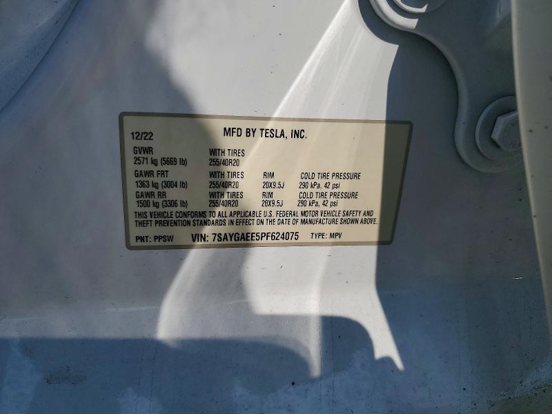 Photo 14 from auction – 2023 TESLA MODEL Y with VIN 7SAYGAEE5PF624075