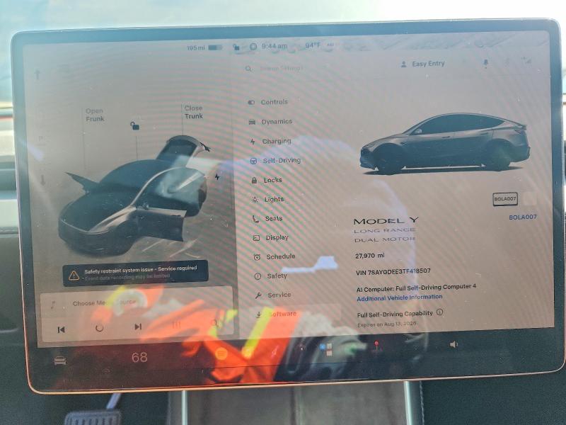 Photo 9 from auction – 2026 TESLA MODEL Y with VIN 7SAYGDEE3TF418507