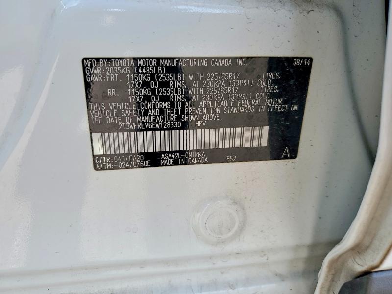 Photo 14 from auction – 2014 TOYOTA RAV4 with VIN 2T3WFREV6EW128330