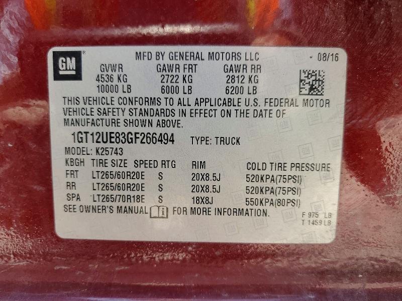 Photo 14 from auction – 2016 GMC SIERRA with VIN 1GT12UE83GF266494