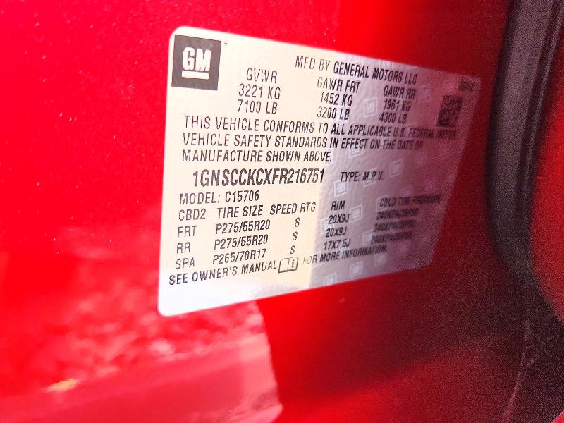 Photo 14 from auction – 2015 CHEVROLET TAHOE with VIN 1GNSCCKCXFR216751
