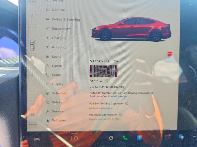 Photo 9 from auction – 2021 TESLA MODEL S with VIN 5YJSA1E60MF434693