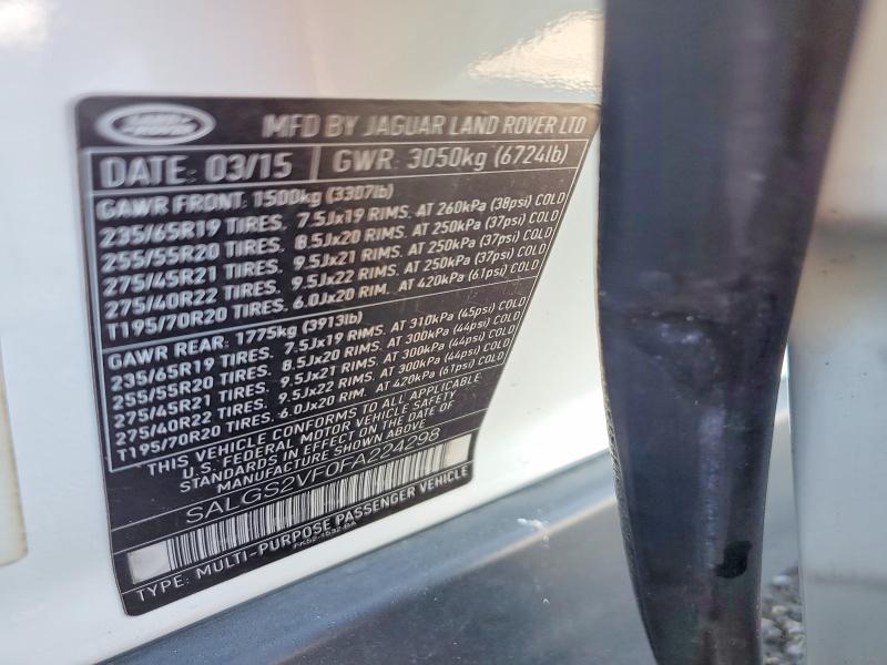 Photo 14 from auction – 2015 LAND ROVER RANGE ROVER with VIN SALGS2VF0FA224298