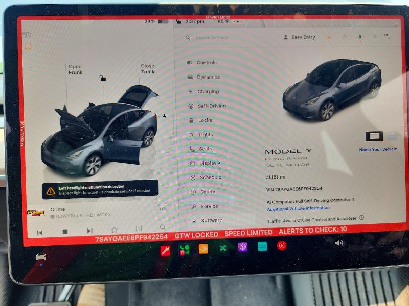 Photo 9 from auction – 2023 TESLA MODEL Y with VIN 7SAYGAEE6PF942254